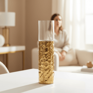 Martele Large Pillar Gold Candle Holder