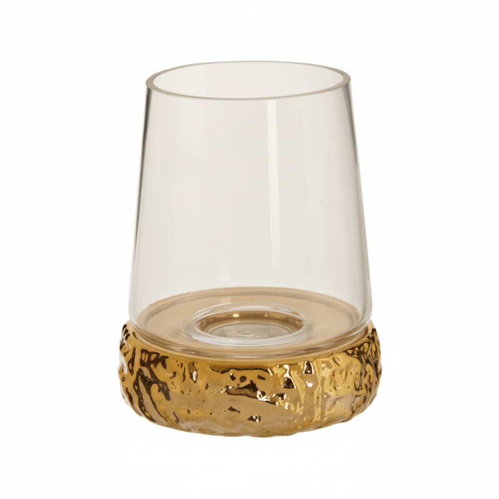 Martele Small Gold Hurricane Candle Holder