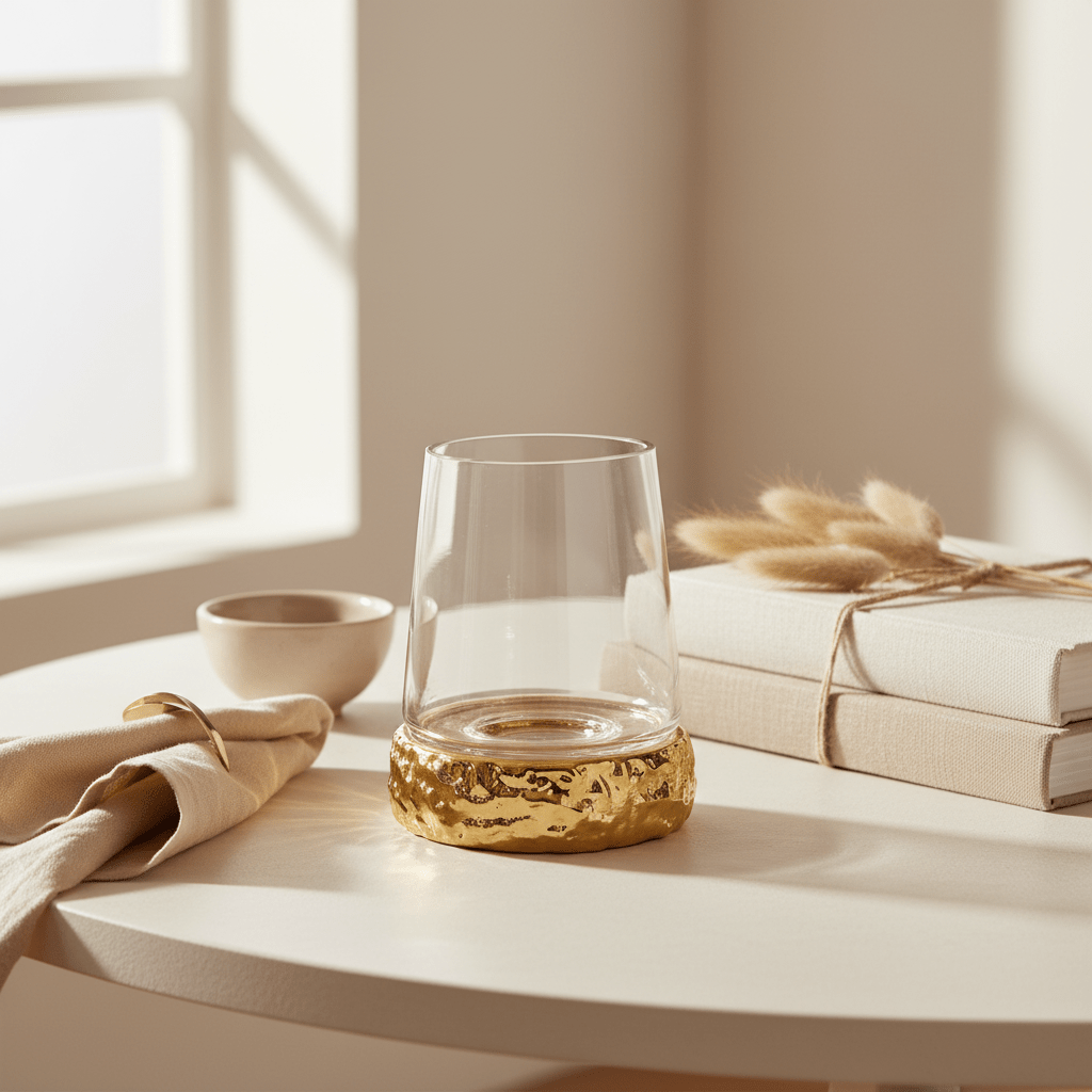 Martele Small Gold Hurricane Candle Holder