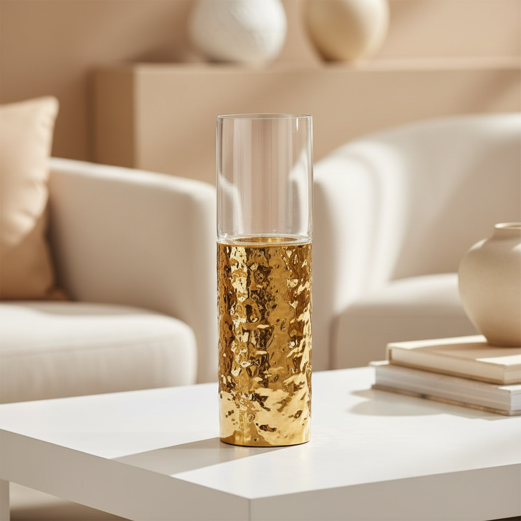 Martele Medium Pller Gold Candle Holder