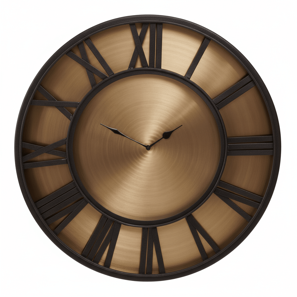 Mateo Black and Antique Gold Large Wall Clock