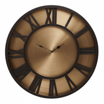 Mateo Black and Antique Gold Large Wall Clock
