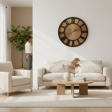 Mateo Black and Antique Gold Large Wall Clock