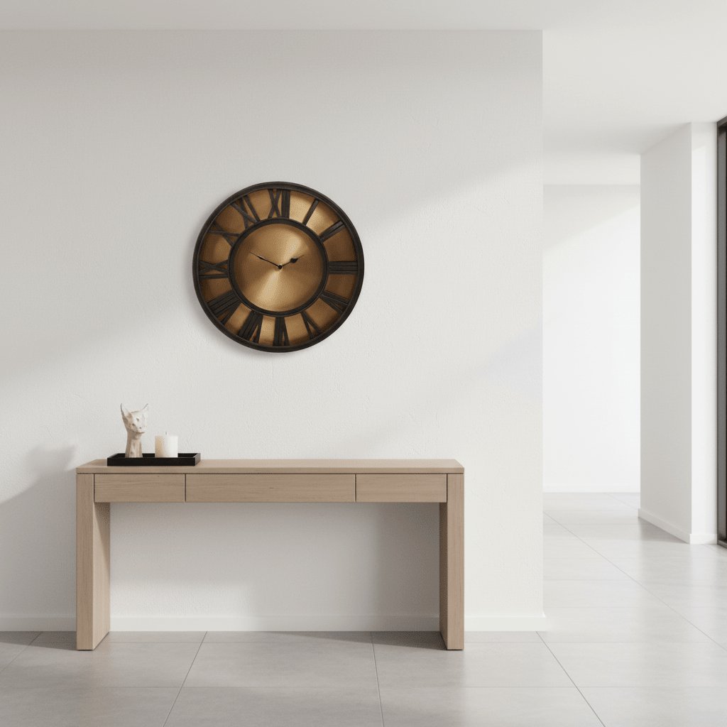 Mateo Black and Antique Gold Small Wall Clock