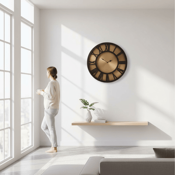 Mateo Black and Antique Gold Small Wall Clock