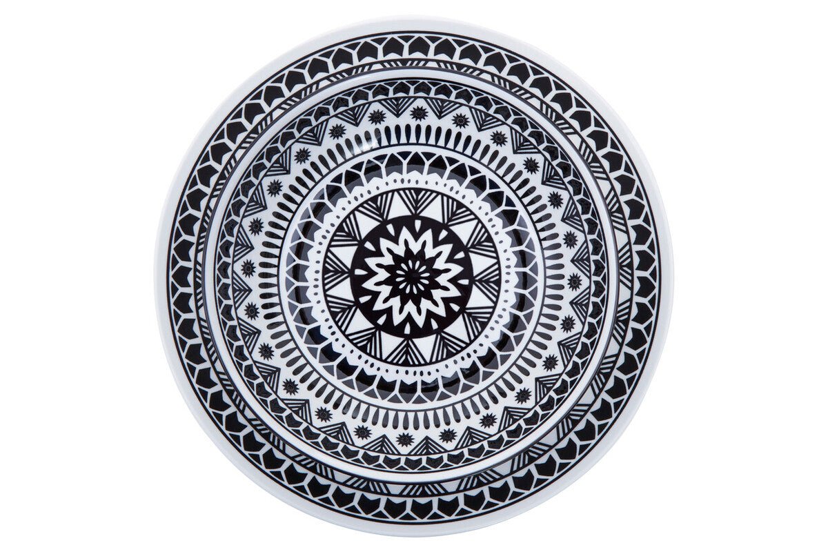 Maya 12 Piece Black And White Dinner Set