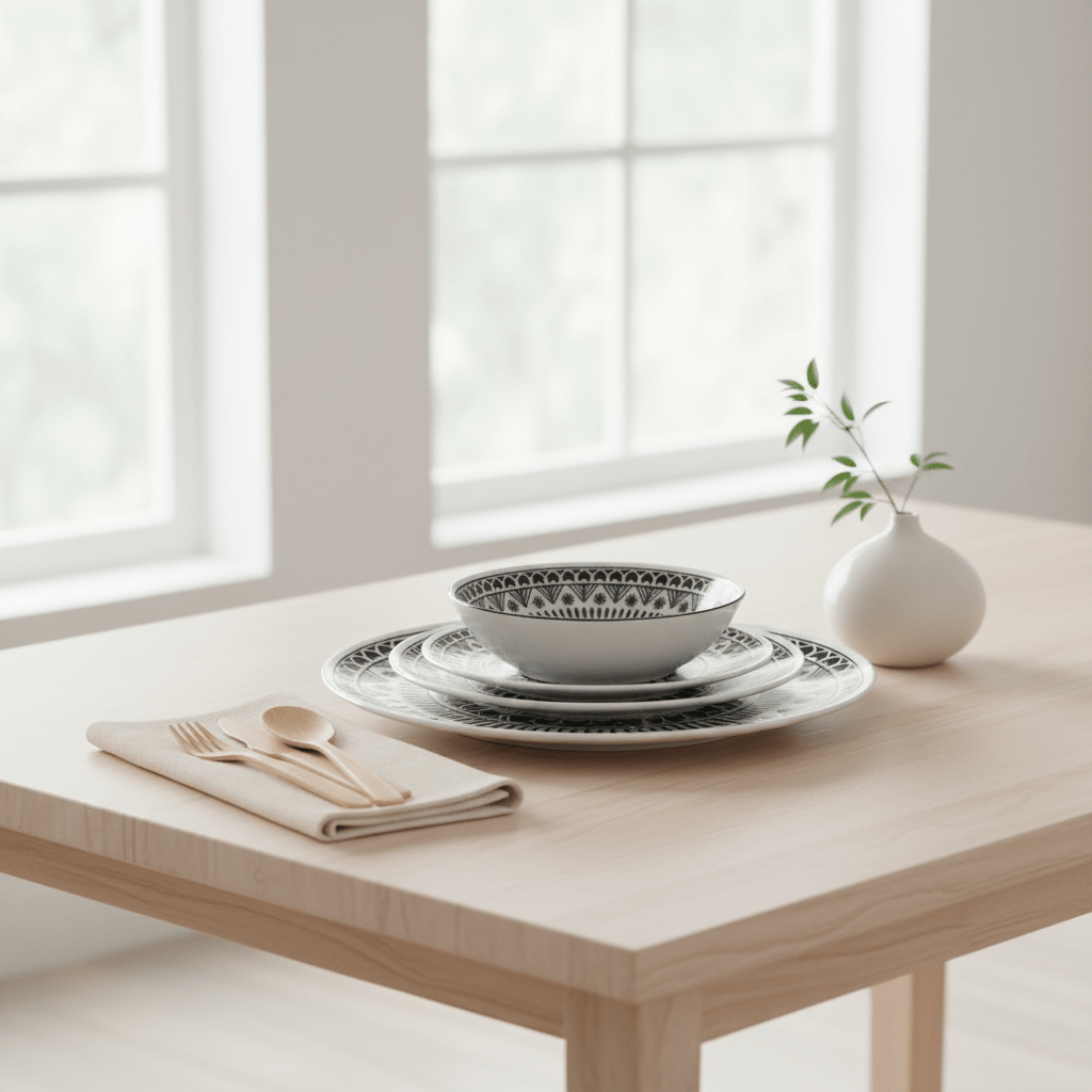 Maya 12 Piece Black And White Dinner Set