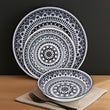 Maya 12 Piece Black And White Dinner Set