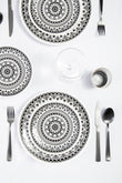 Maya 12 Piece Black And White Dinner Set