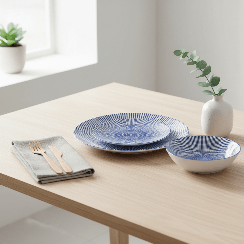 Maya 12 Piece Blue And White Dinner Set