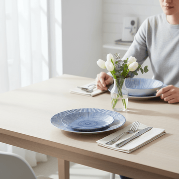 Maya 12 Piece Blue And White Dinner Set
