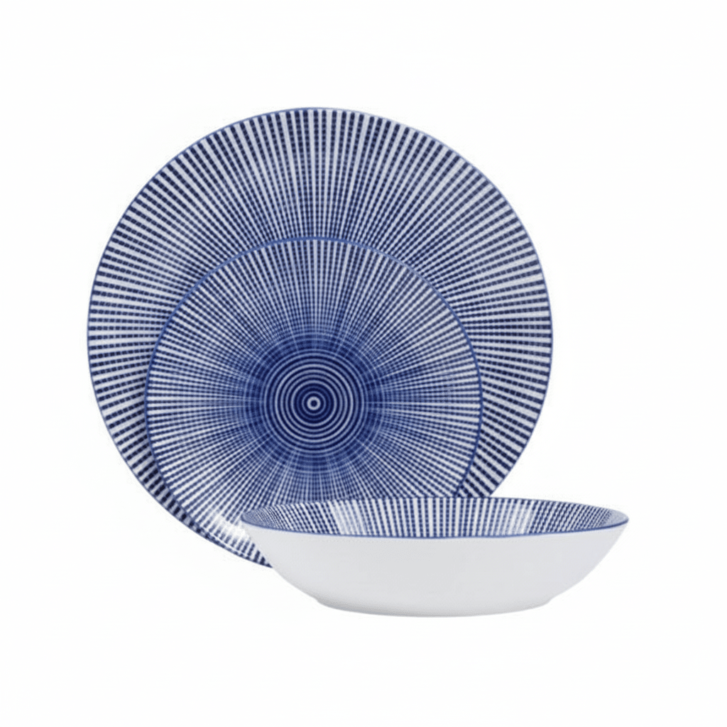Maya 12 Piece Blue And White Dinner Set