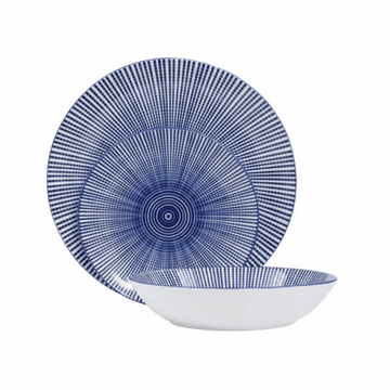 Maya 12 Piece Blue And White Dinner Set