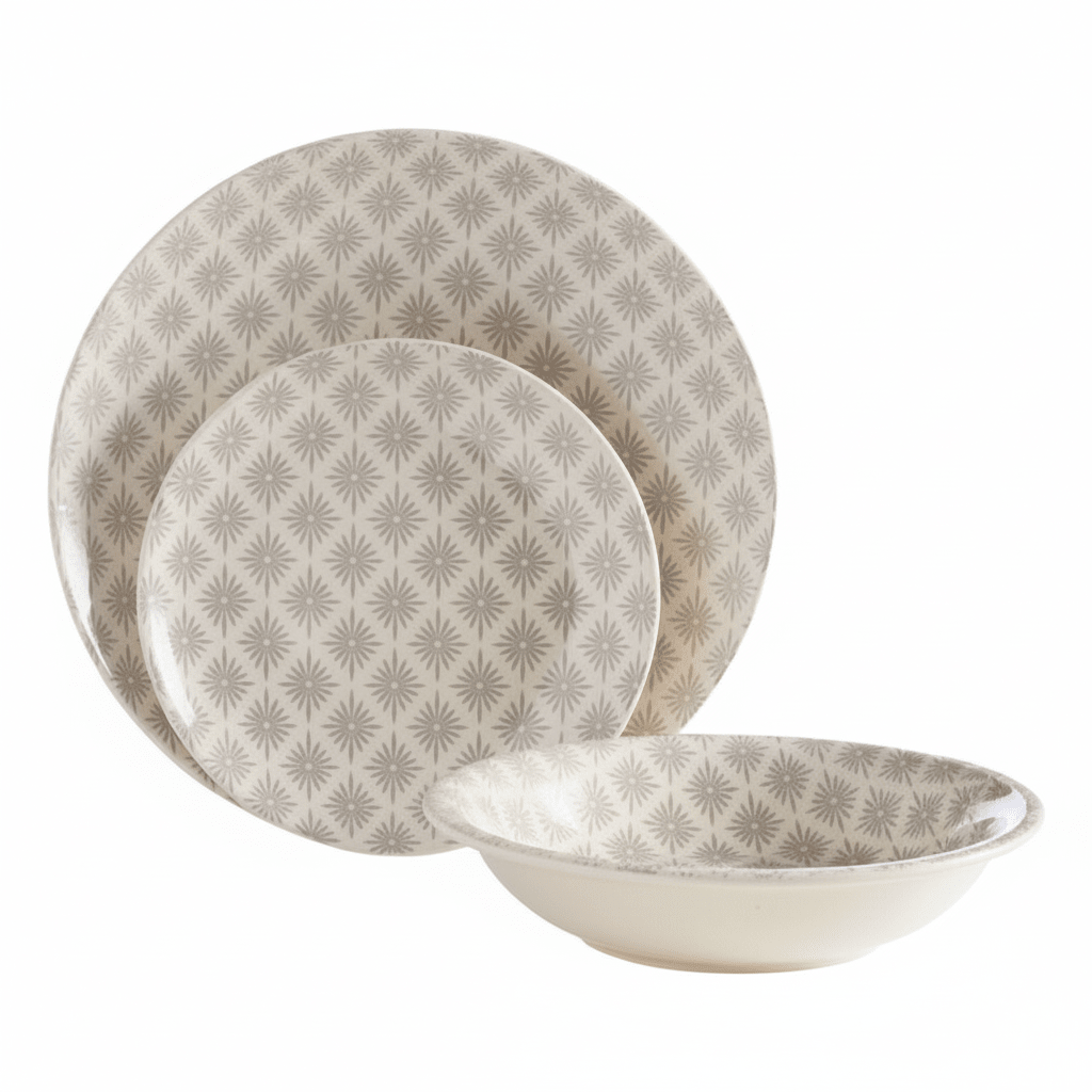 Maya Grey And White 12 Pc Dinner Set