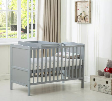 mcc direct Wooden Baby Cot Bed Orlando Top Changer &Aloe Vera Water repellent Mattress