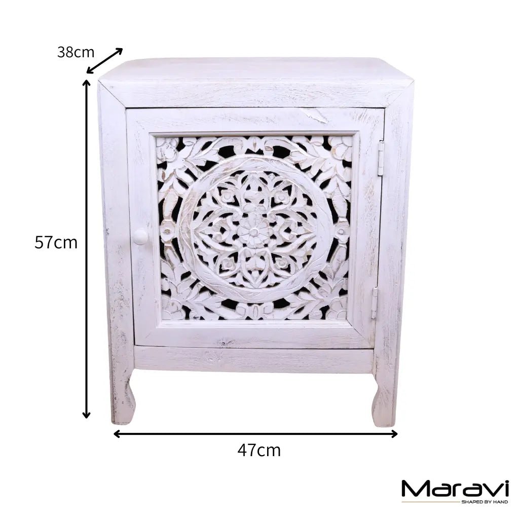Mehira Mango Wood Bedside Cabinet Antique White