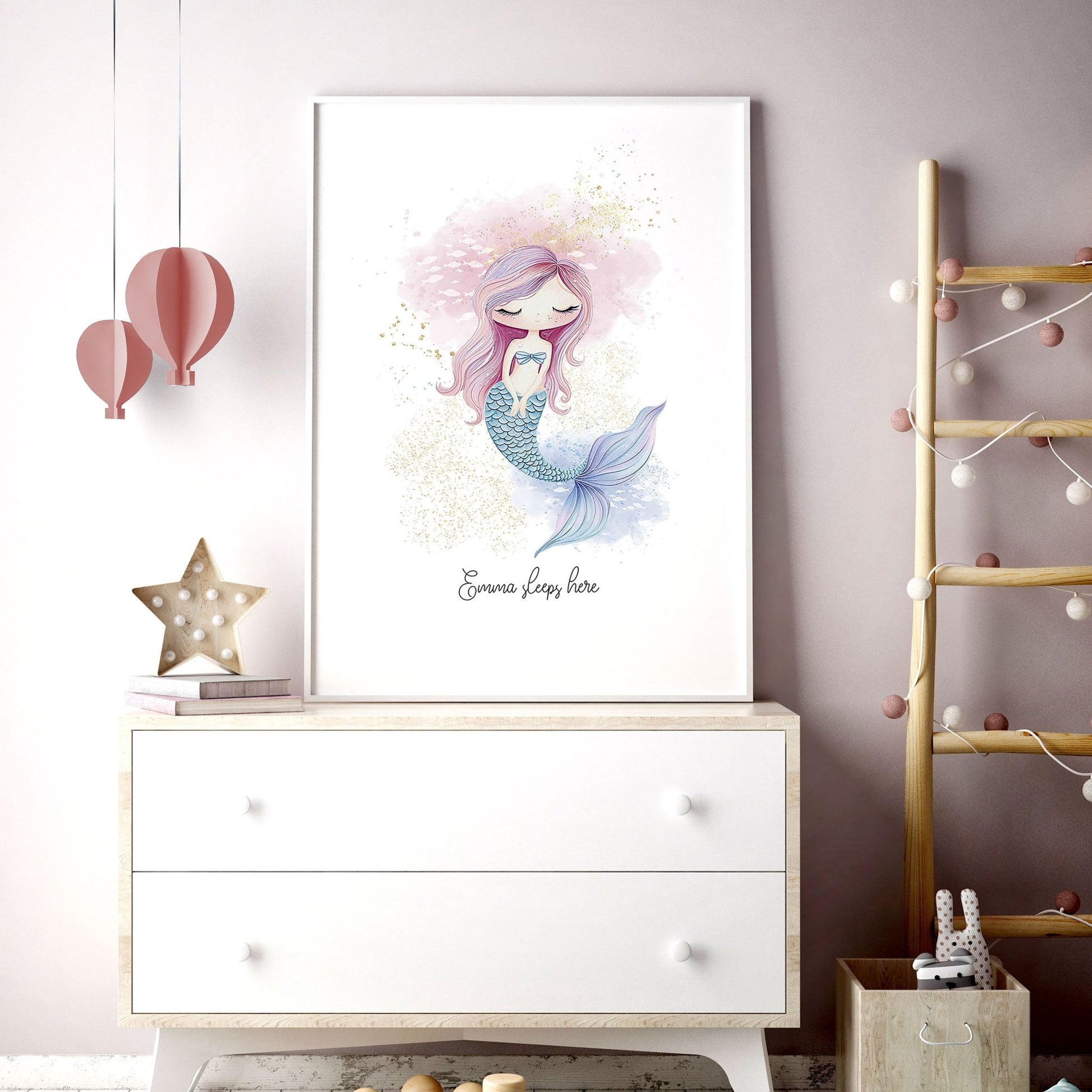 Mermaid Decorations Bedroom | Set of 3 wall art prints