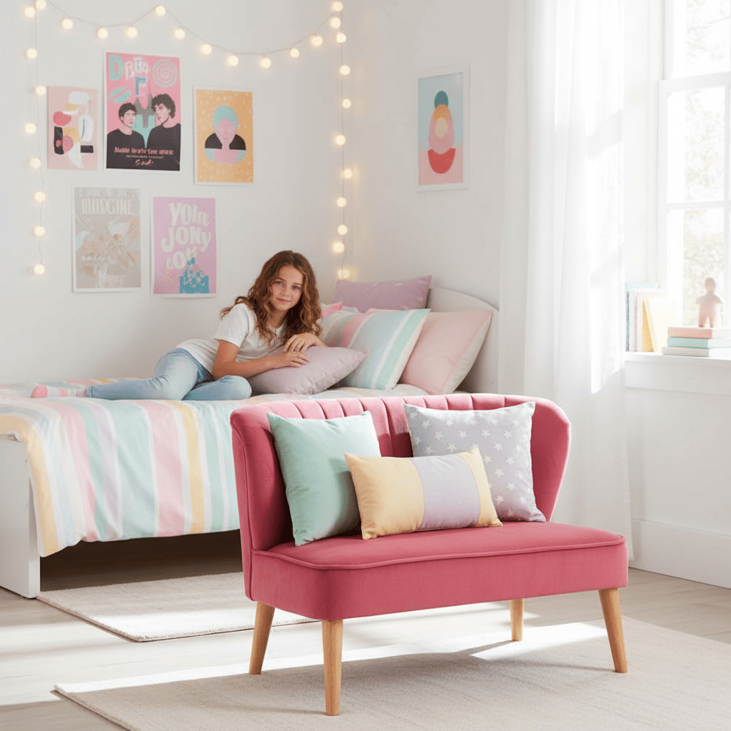 Mia 2 Seat Pink Velvet Kids Sofa