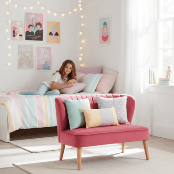 Mia 2 Seat Pink Velvet Kids Sofa