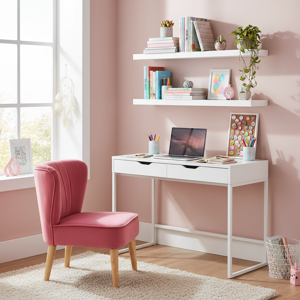 Mia Pink Velvet Kids Chair