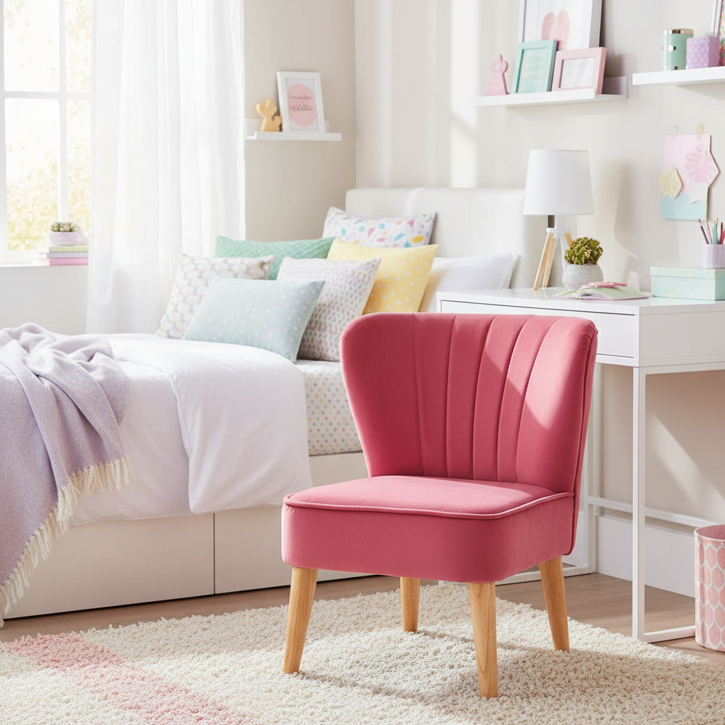 Mia Pink Velvet Kids Chair