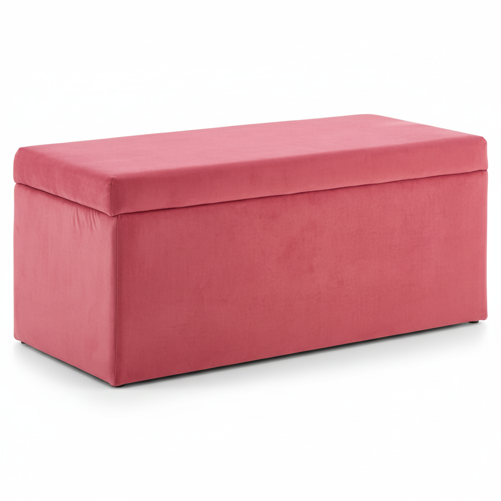 Mia Pink Velvet Kids Ottoman