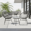 Miami Grey 3 Piece Rattan Patio Set