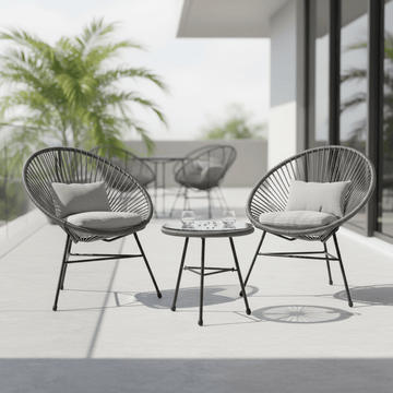 Miami Grey 3 Piece Rattan Patio Set