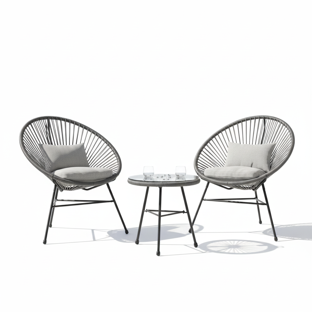 Miami Grey 3 Piece Rattan Patio Set