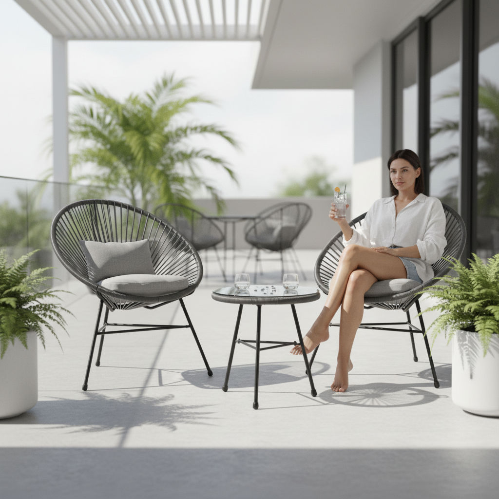 Miami Grey 3 Piece Rattan Patio Set