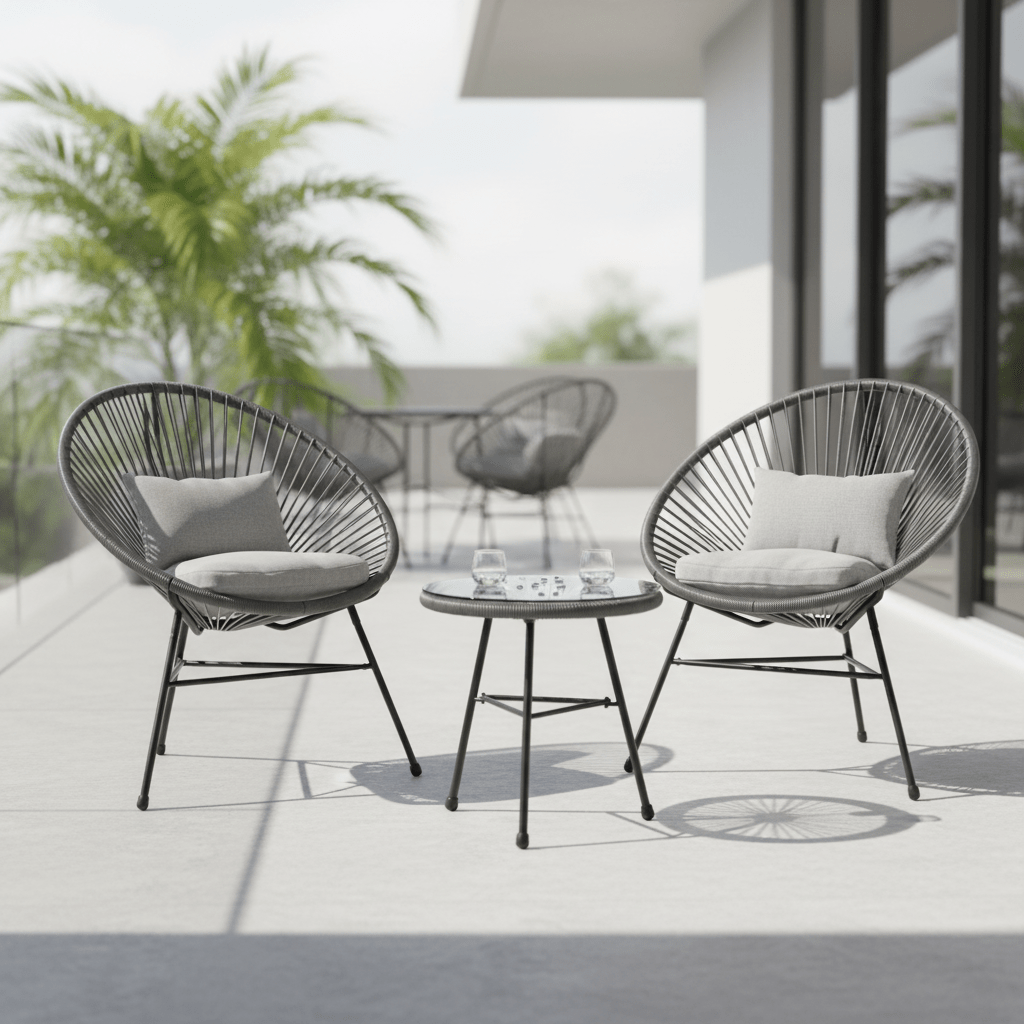 Miami Grey 3 Piece Rattan Patio Set