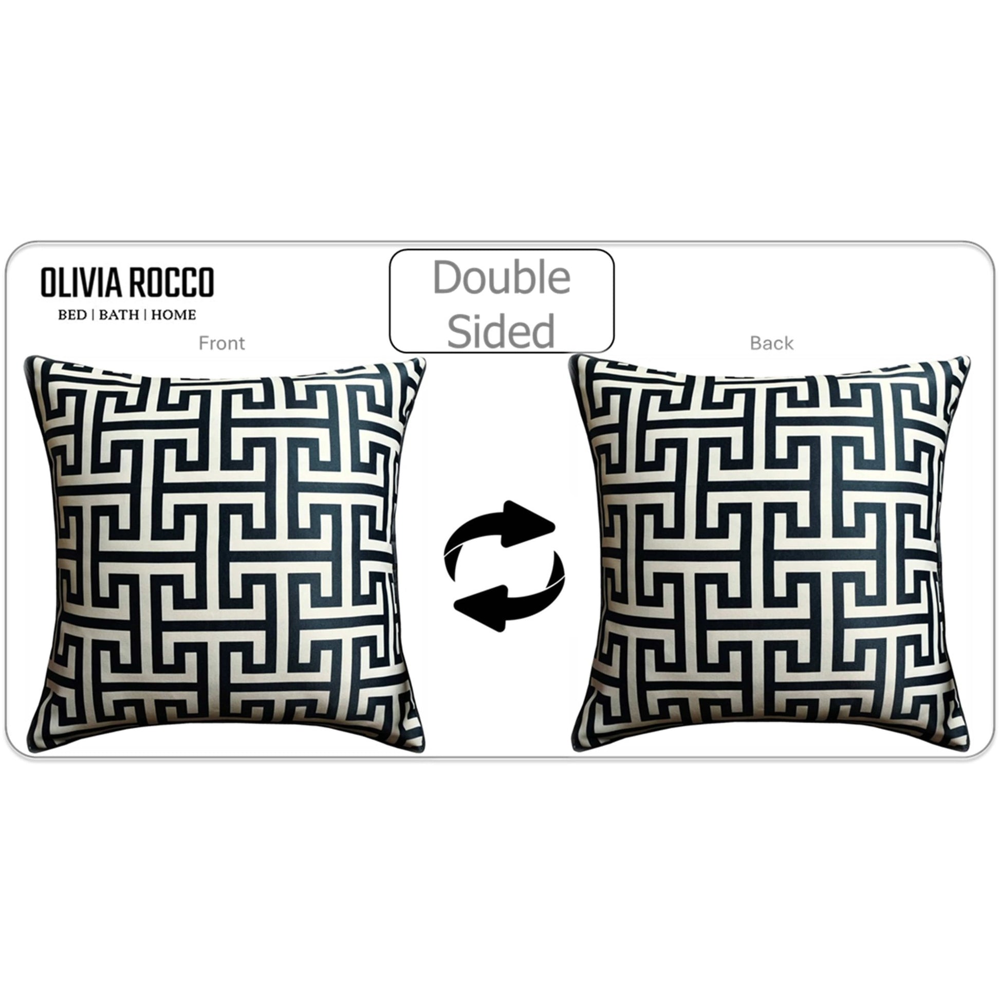 Milano Black 2 Pack Scatter Cushion Covers Soft Touch Decorative Throw Pillows with Hidden Zipper for Sofa or Bed