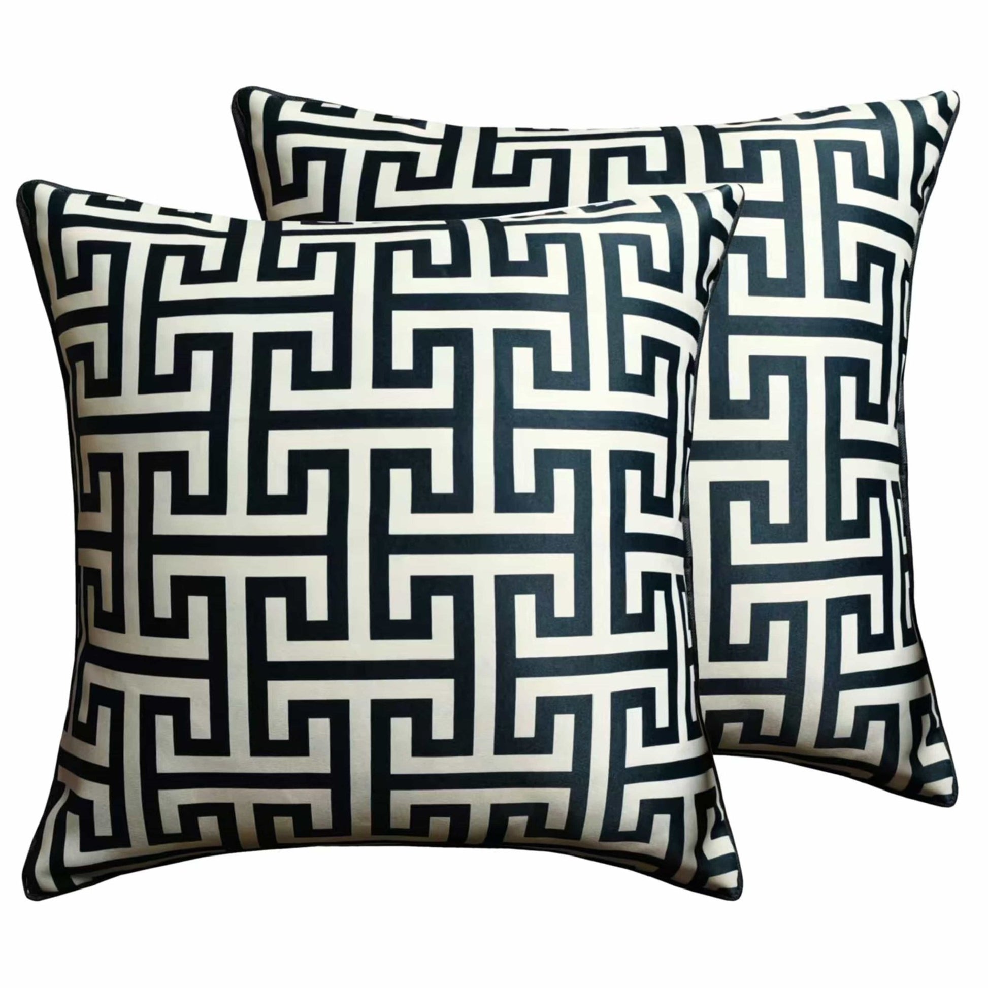 Milano Black 2 Pack Scatter Cushion Covers Soft Touch Decorative Throw Pillows with Hidden Zipper for Sofa or Bed