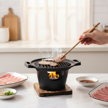 Mini BBQ Grill Alcohol Stove Home Smokeless Barbecue Grill Outdoor BBQ Plate Roasting Meat Tools