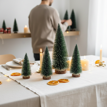 Mini Christmas Tree with Pine Needles Flocking Christmas Tree with White Cedar Tabletop Small Christmas Tree Tabletop Decoration