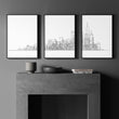 Minimalism Wall Art New York Skyline Line Art Skyscraper wall art displayed on a wall in a styled room