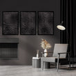 Minimalist Art Dark Charcoal Abstract Topographic Wave Texture wall art displayed on a wall in a styled room — view 2