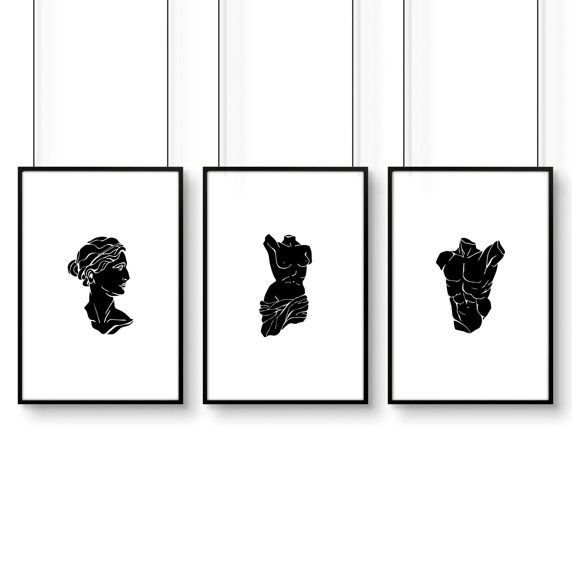 Minimalist Decor Bedroom | Set of 3 Sculpture Wall art Prints