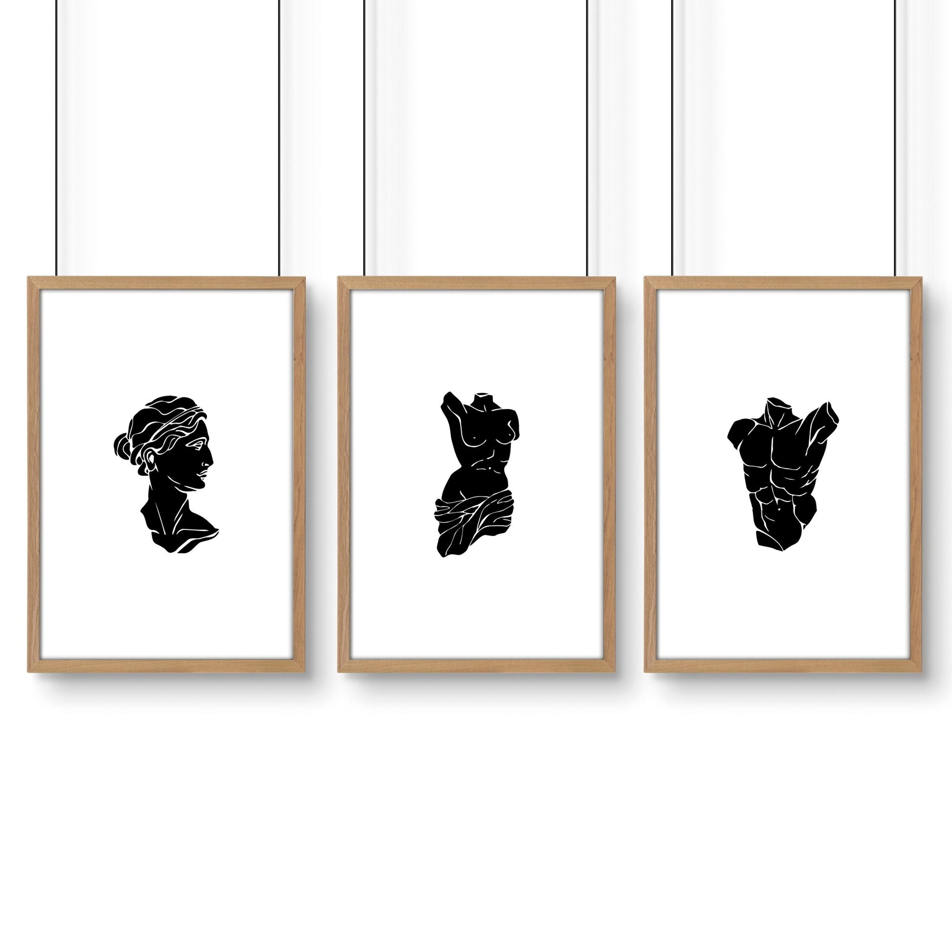 Minimalist Decor Bedroom | Set of 3 Sculpture Wall art Prints
