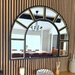 Mio - Black & Gold Metal Arched Window Mirror - 95cm x 120cm