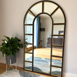 Mio - Full Length Black & Gold Metal Arched Window Mirror - 180cm x 105cm.