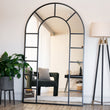 Mio - Full Length Black Metal Arched Window Mirror - 200cm x 120cm