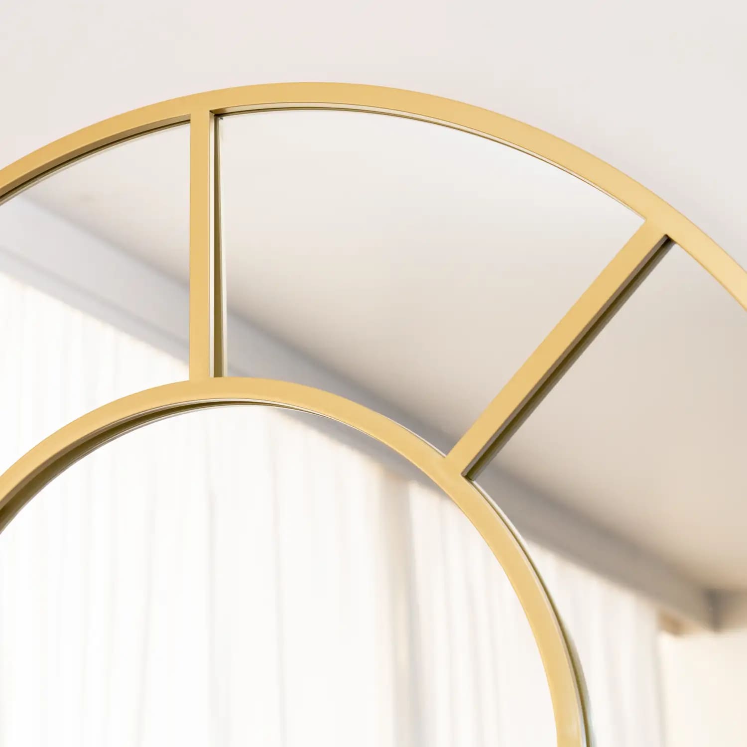 Mio - Full Length Gold Metal Arched Window Mirror - 180cm x 90cm.