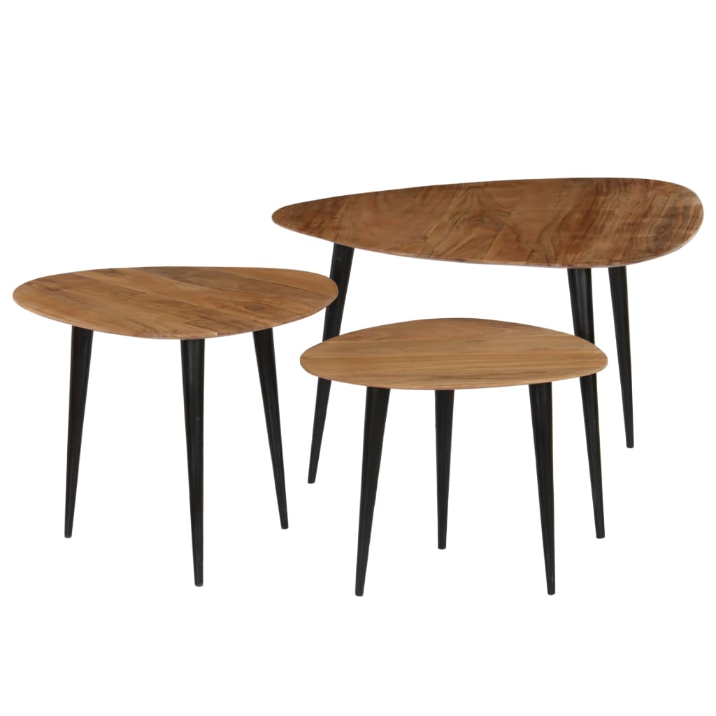 Miren Acacia Wood Nesting Tables - 70cm Handmade