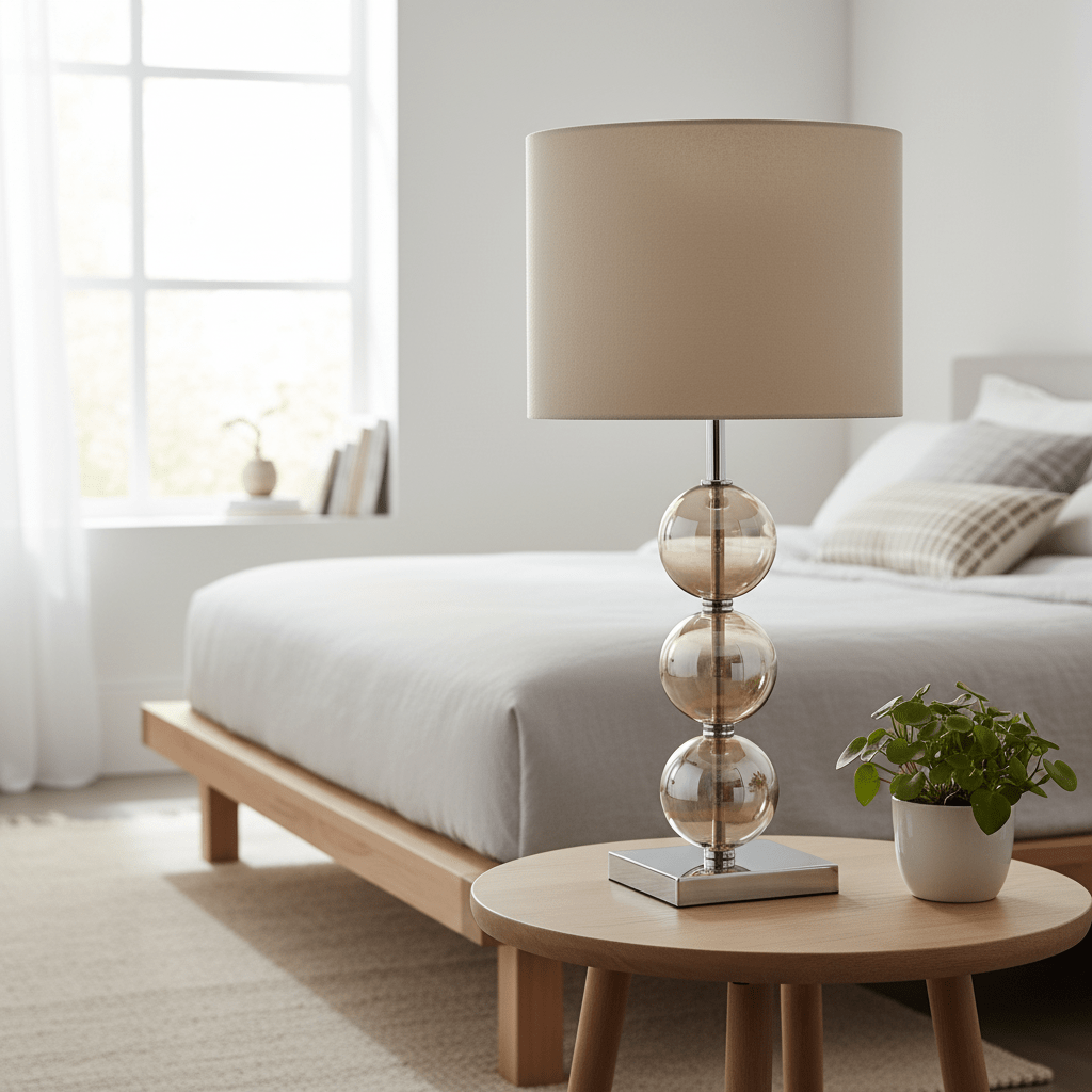 Mistro Cream Suede Effect Shade Table Lamp