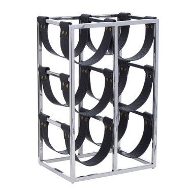 Mixology Six Bottle Sling Wine Rack In Silver Finish