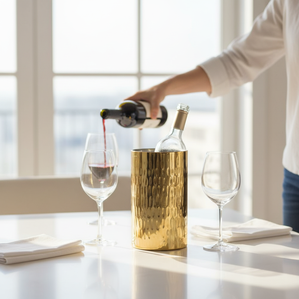 Mixology Hammered Brass Wine Cooler