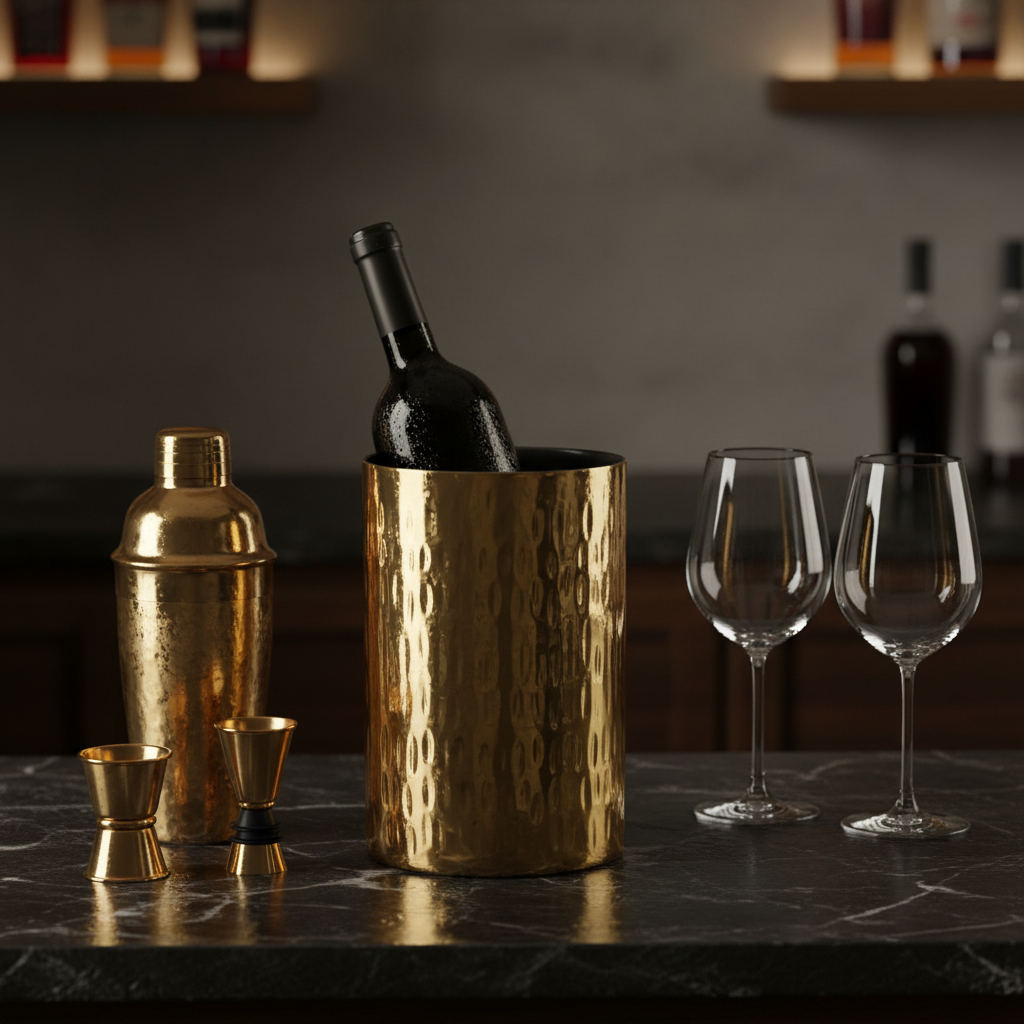 Mixology Hammered Brass Wine Cooler