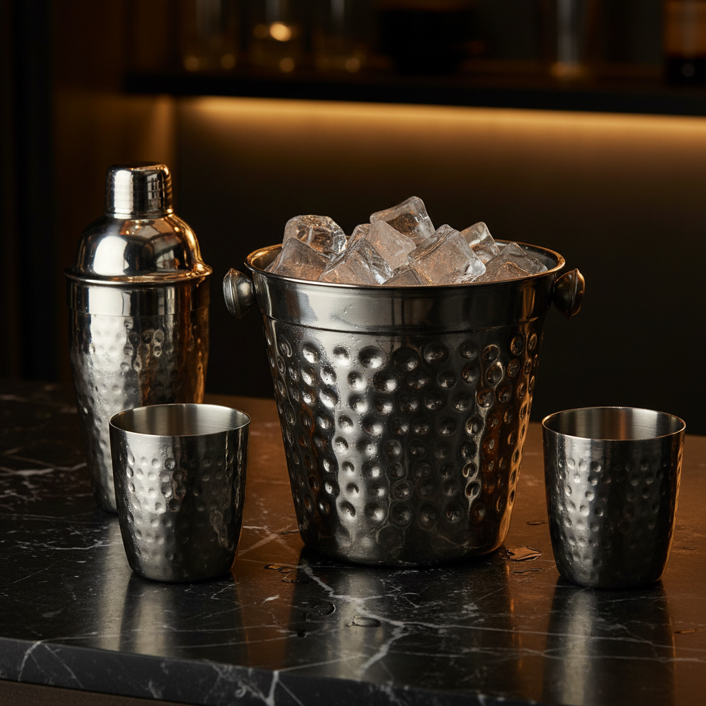 Mixology Hammered Effect Stainless Steel Ice Bucket