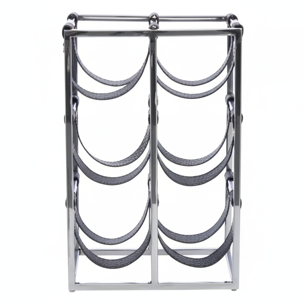 Mixology Six Bottle Sling Wine Rack In Silver Finish